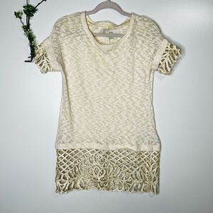 Anthropologie Saturday Sunday Women's Spalliera Lace Cream Sweater Tunic XS